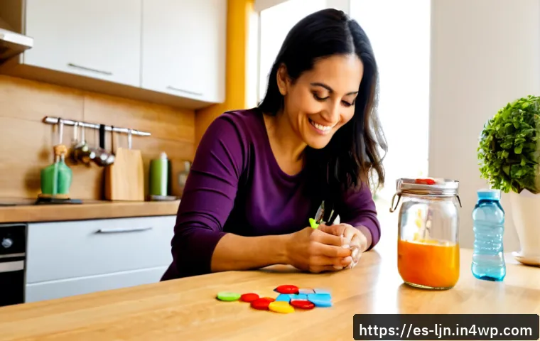 행동 변화 학습의 성공 요소 - Photorealistic lifestyle scene of a Hispanic woman in her 40s building a healthy daily habit at a br...